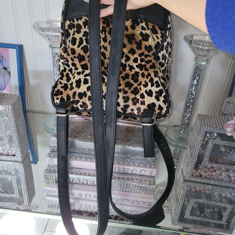 Euc Leopard Print Soft Plush Backpack - image 6